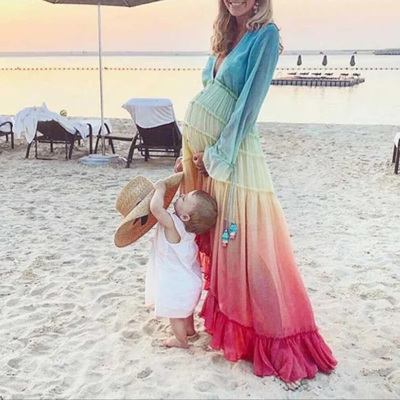 Boho Rainbow High Low Maxi Dress - Picture 10 of 14